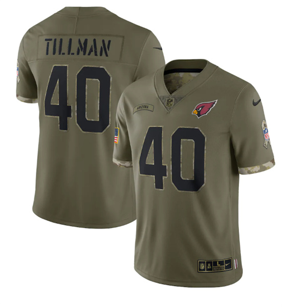 Men's Arizona Cardinals #40 Pat Tillman 2022 Olive Salute To Service Limited Stitched Jersey